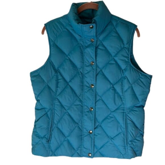Lands' End Jackets & Blazers - Lands’ End Down Feather Snap Puffer Quilted Vest Womens Medium 10-12 Gorp Street